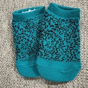 NEW Teal Blue Leopard Print Baby Ankle Socks – 5” (One Size Baby)